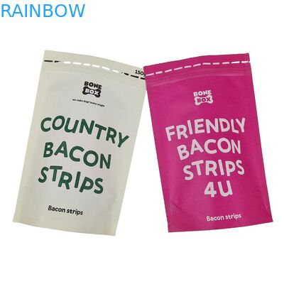 Bolsas de alta qualidade de design personalizado Biodegradável Impresso Bolsas recolocáveis com ziplock Bolsas de papel Kraft Bolsas de alimentos para animais de estimação