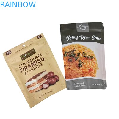 Logotipo por atacado personalizado Impressão de chocolate de qualidade alimentar Embalagem Snack Zipper Stand Up Saco de plástico
