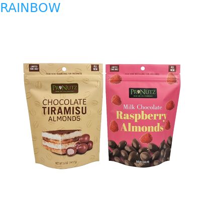 Logotipo personalizado Impresso Sacos de plástico refeitáveis Snack Nut Food Packaging Stand Up Pouch Zipper Bag