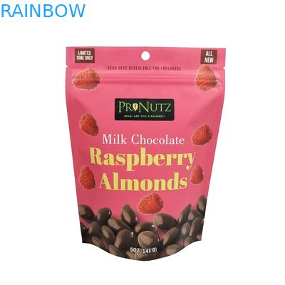 Sacos Ziplock Mylar com janela clara para castanha-do-reino fechável plástico zipper Stand Up Zipper Bag