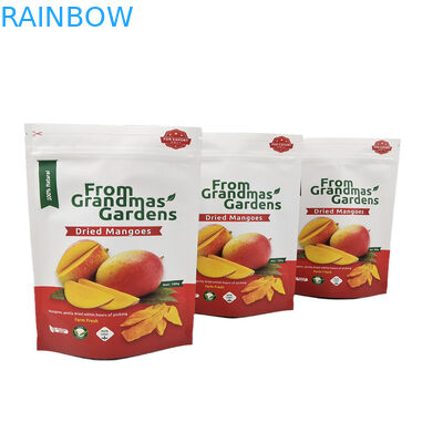 Low MOQ Custom Stand Up Kraft Paper Bag para Mangue Seco Frutas Recicladas Sacos de Mylar Recapotáveis