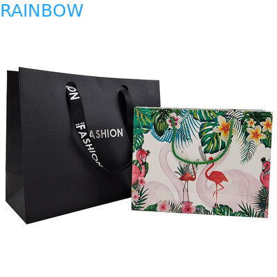 Logotipo de marca personalizado Luxo Papel preto Vestuário Embalagem Regalo Saco de compras Embalagem de papel