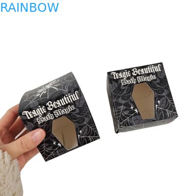 Caixa de papel preto quadrada personalizada de alta qualidade com janela oculta especial de embalagem de alimentos Caixa de presente de papelão branco