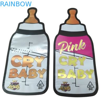 Bolsa Mylar de corte a óleo holográfico de ziplock à prova de crianças, de forma especial, de 3,5 g, bolsa de embalagem comestível