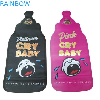 Bolsa Mylar de corte a óleo holográfico de ziplock à prova de crianças, de forma especial, de 3,5 g, bolsa de embalagem comestível