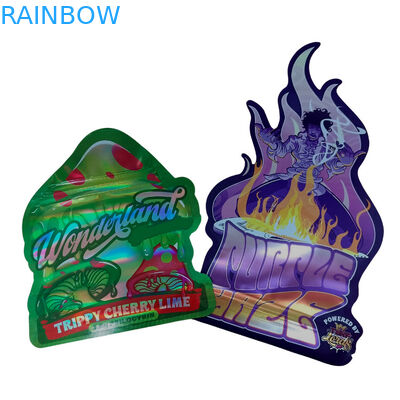 Bolsa de Toque Suave Impressa Custom 3.5g Bolsas Mylar Impresso Digital Holográfico Die Cut Mylar ZiplockBag