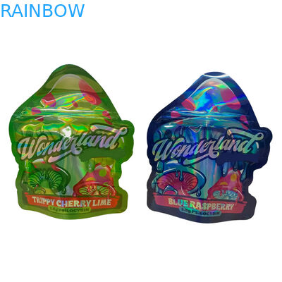 Bolsa de Toque Suave Impressa Custom 3.5g Bolsas Mylar Impresso Digital Holográfico Die Cut Mylar ZiplockBag