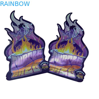 Bolsa de Toque Suave Impressa Custom 3.5g Bolsas Mylar Impresso Digital Holográfico Die Cut Mylar ZiplockBag