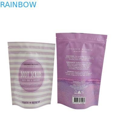 Saco de embalagem refechável de impressão fosco fechado com fecho de fecho de plástico Banho de sal Esfregar corpo em pé Bolsa com fecho