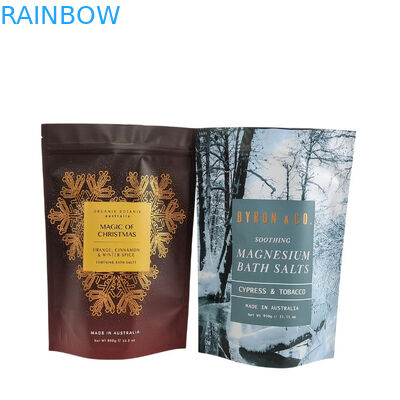 Impressão de logotipo personalizado Ziplock Pouch Body Scrub Sabão Bomba de Banho Embalagem Alumínio Folha Pouch Plastic Zipper Sacos de sal de banho