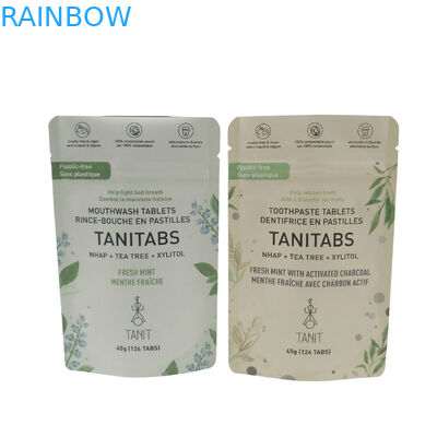 Bolsas para embalagens de alimentos biodegradáveis de plástico, fecho de fecho de alumínio, embalagens de papel alumínio, bolsas em mate personalizadas, biodegradáveis