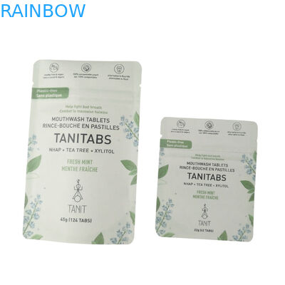 Impressão de marca personalizada Compostabilidade de polietileno biodegradável de qualidade alimentar Papel Kraft Stand Up Pouch Mylar Ziplock Bags
