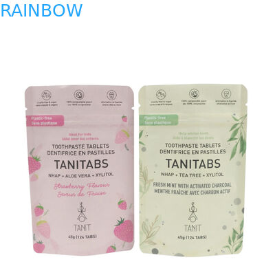 Impressão de marca personalizada Compostabilidade de polietileno biodegradável de qualidade alimentar Papel Kraft Stand Up Pouch Mylar Ziplock Bags