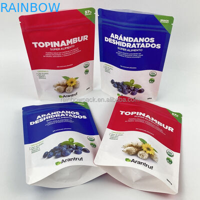 Impressão digital reutilizável biodegradável Eco-friendly Stand Up Pouch White Kraft Paper Zip Lock Zipper Bag