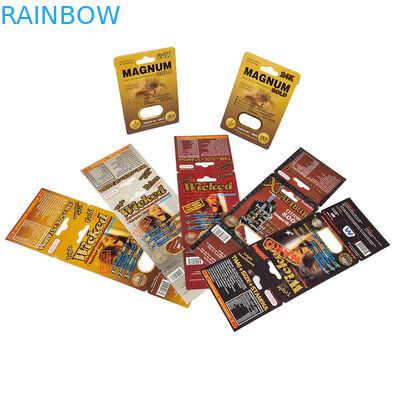 Venda Quente Pílulas de Rinoceronte Selo de Mel Folha de Alumínio Pura Saquetes Laminados Garrafa Cartão de Efeito 3D Caixa de Embalagem