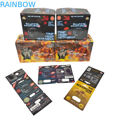 Venda Quente Pílulas de Rinoceronte Selo de Mel Folha de Alumínio Pura Saquetes Laminados Garrafa Cartão de Efeito 3D Caixa de Embalagem