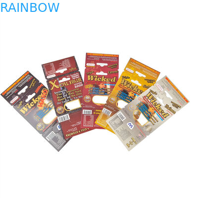 Impressão sob medida Venda a quente Embalagem de pílulas de rinoceronte para homens Papel de exibição de estoque Caixa Cartões de papel