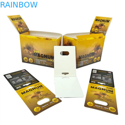 Pílula sexual de alta qualidade 3D Bolhas Cartão de embalagem Rinoceronte macho aumento de pílula Cartão de embalagem com caixas de papel de exibição