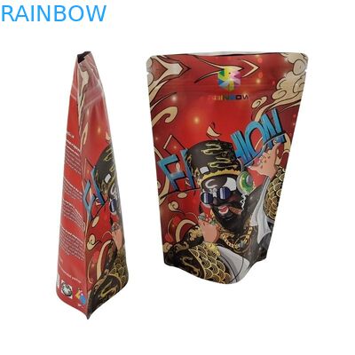 Saco de plástico de qualidade alimentar embalado com bolsas com janela dianteira transparente, fechável, quadrado, fechado, fundo plano, bolsa Mylar