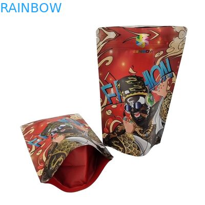 Saco de plástico de qualidade alimentar embalado com bolsas com janela dianteira transparente, fechável, quadrado, fechado, fundo plano, bolsa Mylar