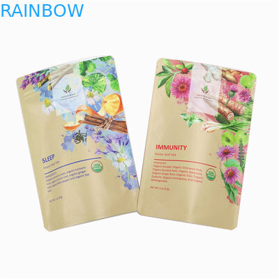 Sacos de embalagem de chá personalizados com acabamento brilhante ou fosco
