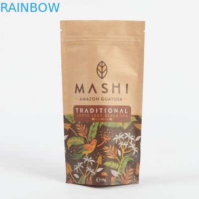 Papel Kraft biodegradável sob medida Sacos de embalagem com fechadura por fechadura para chá e café em pó