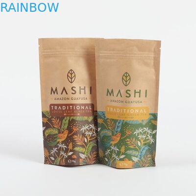 Papel Kraft biodegradável sob medida Sacos de embalagem com fechadura por fechadura para chá e café em pó
