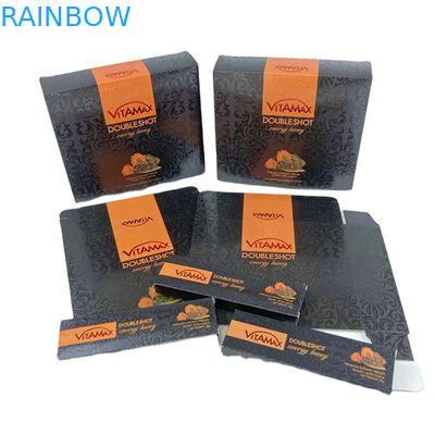 Embalagem de frasco de mel de papel de luxo em cartão Embalagem de caixa de mel elegante e ondulada em preto