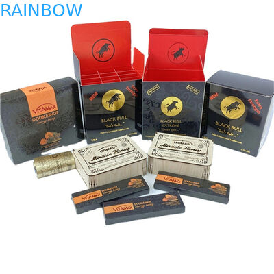 Embalagem de frasco de mel de papel de luxo em cartão Embalagem de caixa de mel elegante e ondulada em preto