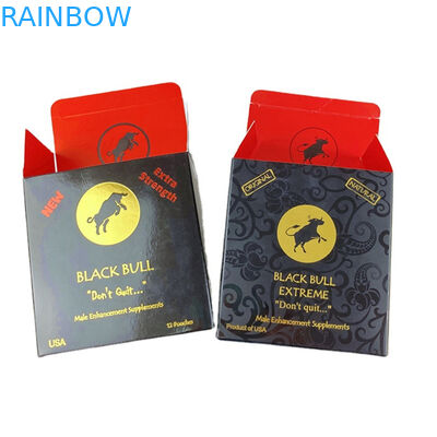 Embalagens personalizadas de venda direta de rinocerontes Caixas de embalagem de pílulas de aumento masculino Papel de exibição embalado para pílula sexual