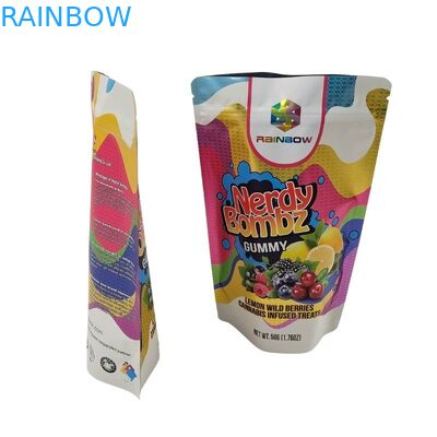 Eco-friendly Sim Custom Printed Flat Bottom Snack Pouches Saco de embalagem de alimentos