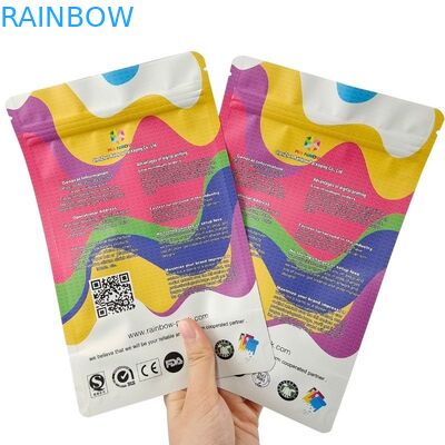 Eco-friendly Sim Custom Printed Flat Bottom Snack Pouches Saco de embalagem de alimentos