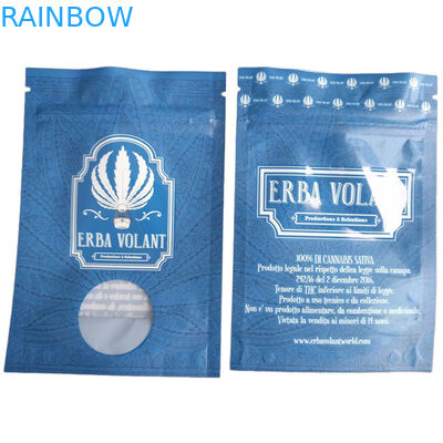 Sacos à prova de odor com mancha UV de janela brilhante 3.5g sacos de embalagem de flores CBD com fecho