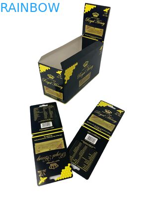 Logotipo personalizado Royal Honey VIP Saquete Cartão de papel de embalagem Cartão de papel de papel de folha de ouro para pau de mel