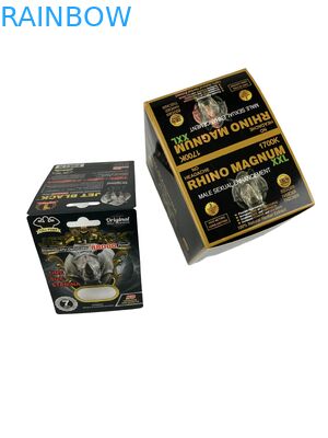 Venda a quente Pílulas personalizadas de melhoramento de qualidade Embalagem Cartão de papel Pílula de rinoceronte Cartão de papel impresso com bolhas