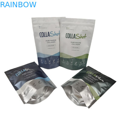 Logotipo personalizado Sacos de Mylar Stand Up com folha de alumínio UV Spot Sacos de Mylar reabriveis para pó de proteína