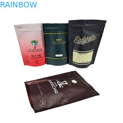Embalagem de plástico personalizado resistente à umidade Mylar Stand Up Pouch Matte Dried Coffee Bean Ziplock