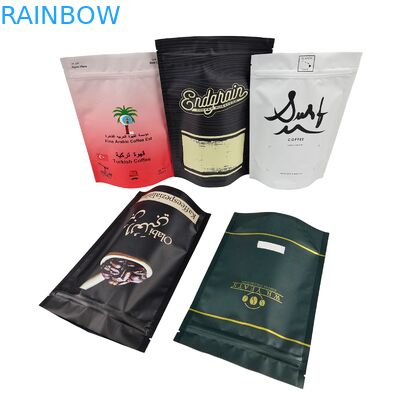 Bolsas coloridas personalizadas de qualidade alimentar Logotipo Impressão Embalagem Café Bolsas de zíper com válvulas