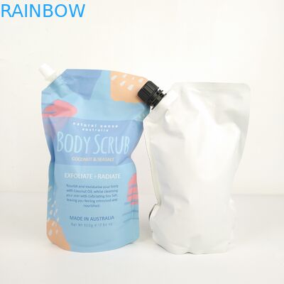 Embalagens industriais de alimentos com saquetes de papel de prata para sacos de esfregar corpo em pé