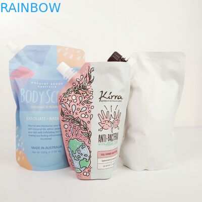 Embalagens industriais de alimentos com saquetes de papel de prata para sacos de esfregar corpo em pé