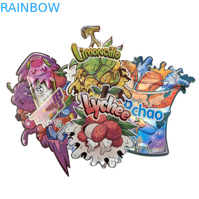 Bolsas de embalagem de plástico de papel alumínio customizado de toque macio em forma irregular de 3,5 g 7 g 14 g 28 g Bolsas Mylar de corte a óleo