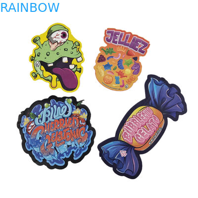 Bolsas de impressão digital personalizadas Embalagem Folha Holográfica de corte especial de forma Ziplock Bolsas de corte de plástico Mylar 3,5g