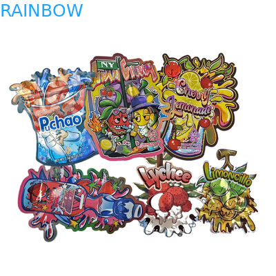 Bolsas de impressão digital personalizadas Embalagem Folha Holográfica de corte especial de forma Ziplock Bolsas de corte de plástico Mylar 3,5g