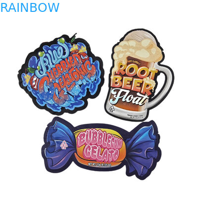 Impressão personalizada 3.5g 7g 14g 28g Sacos de doces à prova de odor de alimentos de forma especial