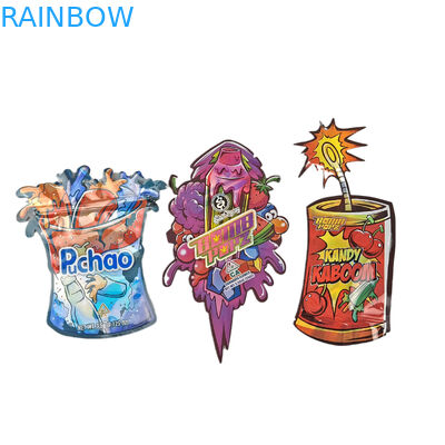 Bolsa de folha de ziplock 3.5g 7g 14g Forma especial Embalagem personalizada Alimentos à prova de odor Saco Mylar de corte a óleo