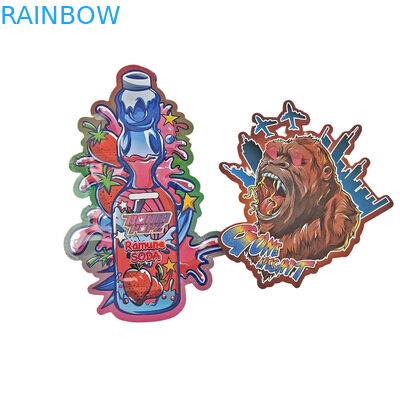 Logotipo personalizado em forma de plástico refechável em forma de bolsa à prova de odor Dié corte Ziplock 3.5 Mylar sacos para doces