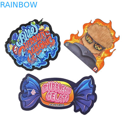 Sacos especiais de forma irregular à prova de odor com ziplock customizado28g 14g 7g 3.5g Die Cut Snack Food Packaging Mylar Bag