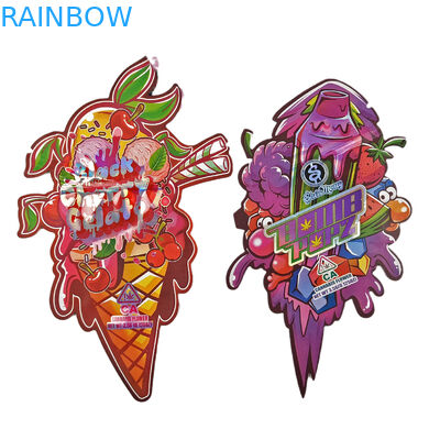 Bolsas de plástico de embalagem de plástico de corte especial Bolsa de plástico de forma especial com ziplock 3.5g Bolsas de snack Mylar