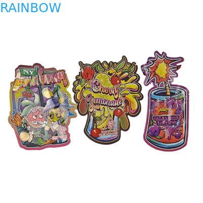 Bolsas de plástico de embalagem de plástico de corte especial Bolsa de plástico de forma especial com ziplock 3.5g Bolsas de snack Mylar