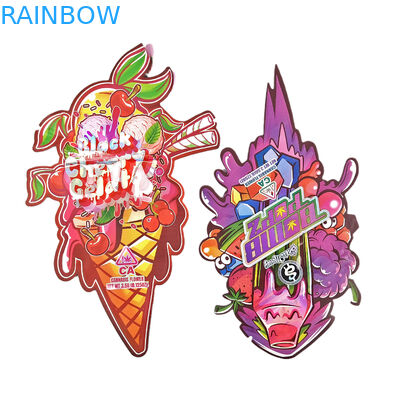 Custom Die Cut Logotipo de plástico impresso à prova de odor 3.5 Embalagens comestíveis de alimentos Ziplock Snack comestível Sacos Mylar